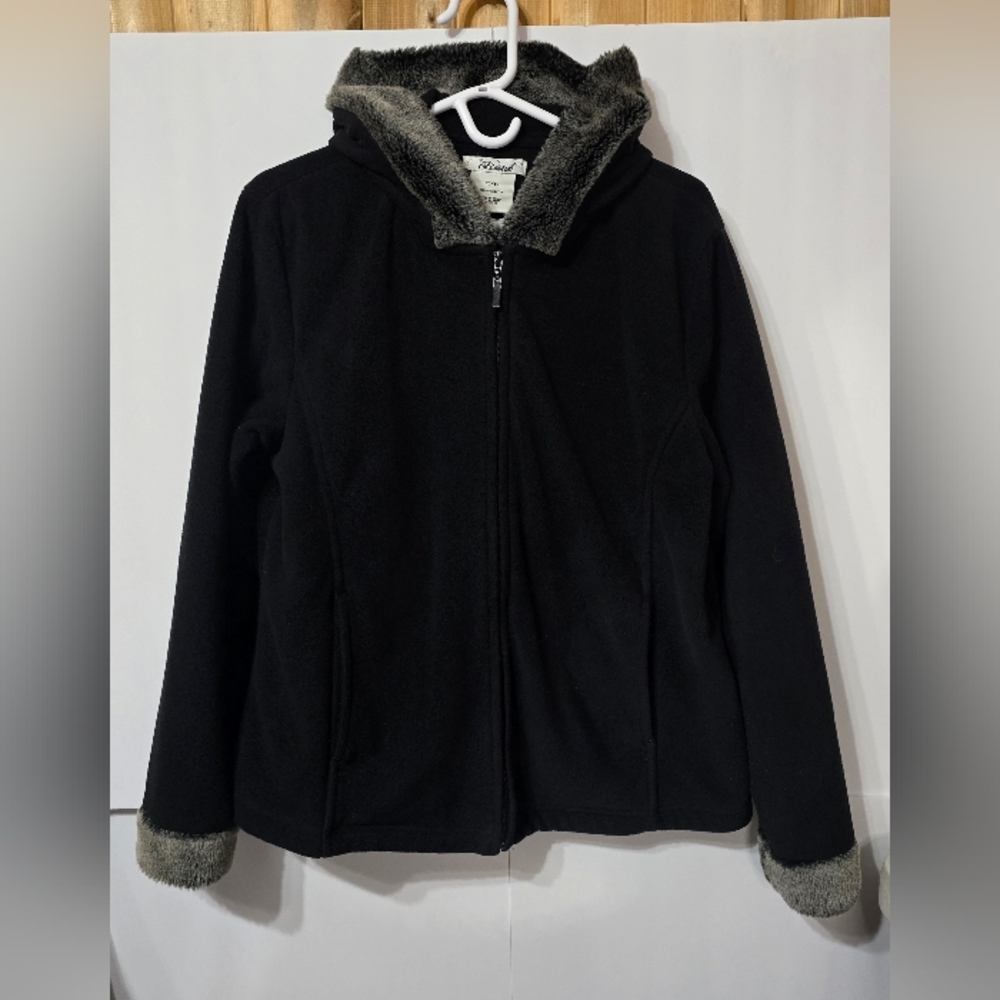 Resist Black Jacket with Faux Fur Trim